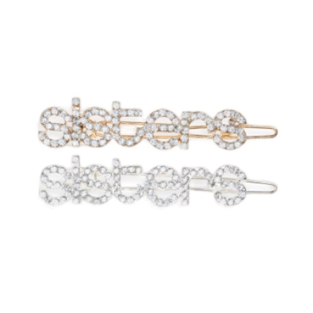 Charm It! 2-Pack Sisters Barrettes, Silver & Goldtone Embellished w Crystals